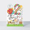 2 Red foldout card dog and cake