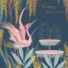 Pink Crane And Fountain Happy Birthday Sara Miller card