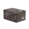 Black world map wrapping paper with white geographic outlines, perfect for travel-themed gifts and packaging.