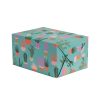 Bright teal gift box with colorful cactus and succulent print, perfect for gift wrapping or decor, featuring vibrant patterns and a sturdy design for all occasions.