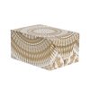 Vegan-friendly food packaging box with intricate geometric gold and white pattern, perfect for bakery, bakery boxes, or food takeout. Ideal for stylish presentation of baked goods and desserts.