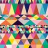Colorful geometric pattern featuring vibrant triangles and diamonds, perfect for modern interior decor or artistic wall coverings.