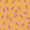 Vibrant yellow and brown leaves pattern on a pink background, showcasing creative wrap designs perfect for food wrapping and catering needs.