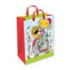 Brightly colored birthday gift bag with playful animal and circus-themed illustrations, perfect for celebrating special occasions with kids. Unique design from The Wraperie.