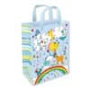 Colorful baby shower gift bag with cute animal and rainbow design, perfect for baby boy celebrations and gender reveal parties. Bright, cheerful, and kid-friendly packaging.
