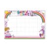Colorful kids reward chart with unicorn, rainbow, princess, and castle designs for encouraging children’s achievements and behavior. Perfect for educators and parents to track rewards and milestones.