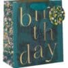 Botanical floral gift bag with "birthday" text, perfect for celebrations and party favors, vibrant flower pattern, suitable for birthdays and special occasions, eco-friendly wrapping option.