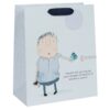Colorful gift bag with humorous illustration of a father holding money, expressing gratitude for supporting his dreams of wealth, perfect for Father's Day or special occasions.