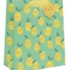Lemon-themed gift bag with cute, smiling lemon illustrations and green leaves, perfect for party favors or gift wrapping, featured on The Wraperie website.