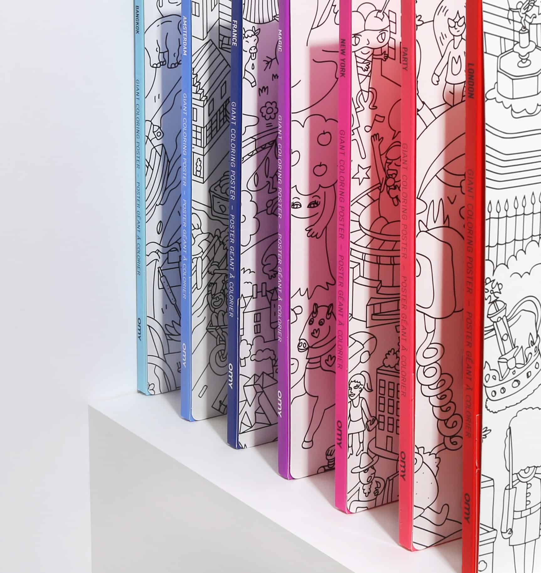 Coloring poster books for kids, The Wraperie, vibrant design, creative activity sets, art and craft supplies, colorful illustration, fun illustrations for children, artistic coloring books, educational art products, kids' entertainment, coloring and drawing art sets.