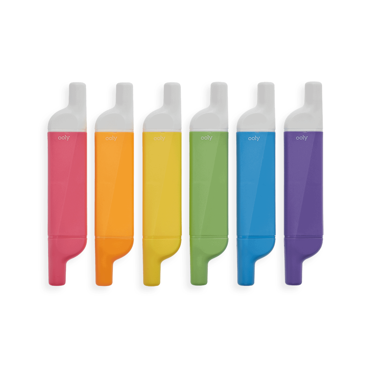Bright colorful Ooly highlighters in pink, orange, yellow, green, blue, and purple, ideal for creative projects and crafts at The Wraperie.