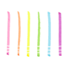 Colorful pastel-colored striped watercolor lines on white background, creative design for The Wraperie, vibrant and cheerful aesthetic, ideal for food branding and packaging.