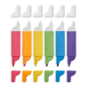 Bright colorful food wrapping pens in pink, orange, yellow, green, blue, and purple with interchangeable tips for versatile use.