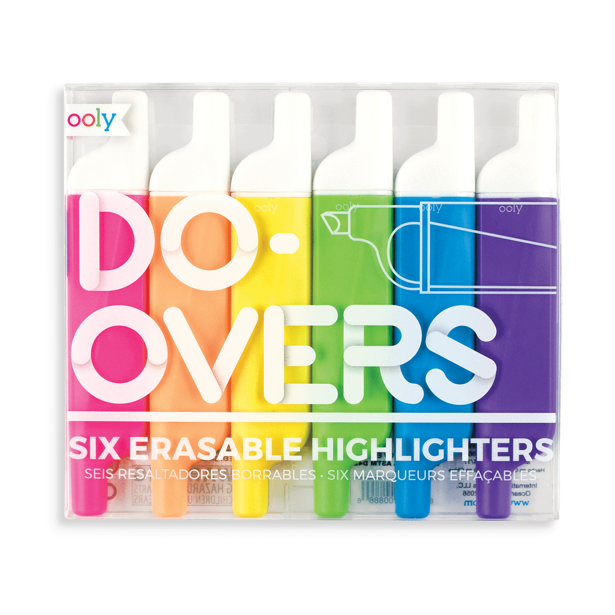 Brightly colored paper highlighters in a clear plastic case, designed for students and professionals, featuring six erasable highlighters in vibrant shades for effective note-taking.