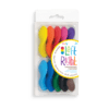 Brightly colored left and right ergonomic crayon set in rainbow hues for children ages 3 and up, designed for easy grip and better learning.