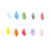 Vibrant colorful makeup chalks in shades of blue, green, black, red, yellow, orange, pink, purple, and lavender arranged on a white background. Perfect for creative makeup art and craft projects.