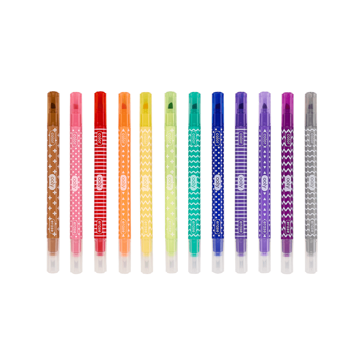 Bright colorful gel pens with patterned designs on the body, perfect for journaling, drawing, and creative projects.