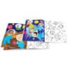 Colorful space-themed children's coloring books featuring astronauts, rockets, and planets for kids' creativity and fun.