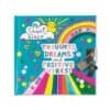 Bright colorful kids' diary with lock, rainbow design, and motivational quotes about positive vibes, dreams, and thoughts, perfect for children’s journaling and creativity.