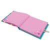 Colorful notebook with pink pages and heart-themed design, ideal for stationery lovers and note-taking, perfect for personalized journaling and gifts.