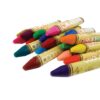 Brightly colored crayons in various shades with