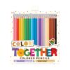 Vibrant rainbow-colored pencils in a fun packaging with playful design, perfect for kids and art projects, offering a variety of classic and skin tone colors for creative expression.