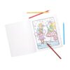 Colorful fairy coloring page with fairy illustrations and mushrooms for kids.