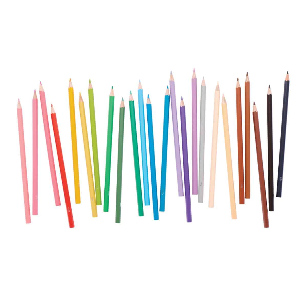 Bright array of colorful pencils arranged randomly, showcasing a variety of shades perfect for art, design, or creative projects.