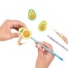 Cute avocado-themed erasers with adorable kawaii faces, perfect for stationery lovers and kids. Bright, fun designs featuring smiling avocados with expressive eyes and cheerful personalities.