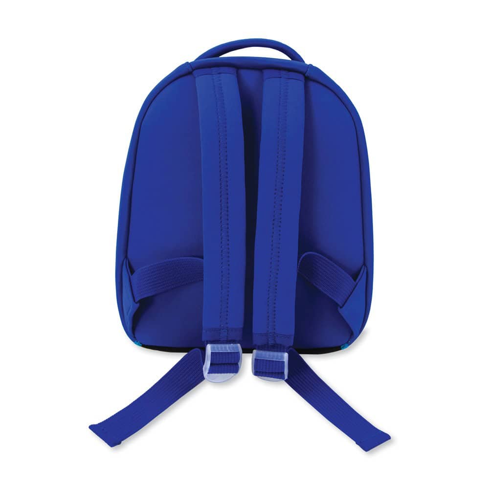 Blue school backpack with adjustable straps and handle, perfect for students.