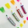 Brightly colored highlighters with fun, playful designs for kids and students, perfect for school supplies, note-taking, and creative projects. Featuring vibrant ink and ballpoint tips.