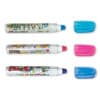 Vibrant colorful dry erase markers with fun, whimsical designs and matching caps, perfect for school, office, or creative projects. Bright ink colors enhance your notes and artwork.