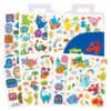 Colorful dinosaur-themed stickers for kids featuring motivational phrases, playful illustrations, and fun designs perfect for decorating notebooks, water bottles, and lunchboxes.