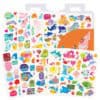 Colorful aquatic-themed sticker sheets featuring sea animals, motivational quotes, and fun illustrations for kids, perfect for decorating notebooks, crafts, and more.