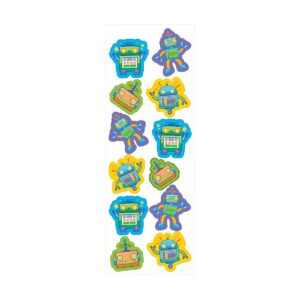 Colorful robot stickers with playful designs, perfect for kids' crafts, decorating, or scrapbooking, available at The Wraperie, a top destination for custom wraps and creative accessories.