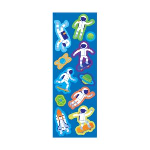 Colorful astronaut and space-themed sticker decal featuring astronauts, planets, and rockets, perfect for space lovers or children's room decor.