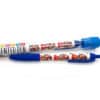 Colorful scented pen with fun candy and sprinkles design, perfect for kids and stationery lovers. Great for writing, drawing, and gifting. Bright blue grip and cap included.