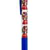 Bright blue retractable pen with colorful gumball machine design, fun and playful stationery for kids and adults, perfect for school or office use.