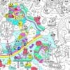 Gelato-themed amusement park coloring page, vibrant, whimsical, detailed illustration with cute animals and fun rides, perfect for kids' activity and coloring fun, featuring The Wraperie branding.