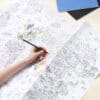 Colorful Disney-themed giant coloring map with intricate line art for coloring fun and creativity.