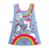 Colorful kids' apron with whimsical unicorn, rainbow, and magical theme featuring vibrant designs, perfect for children who love fun and imaginative play. Ideal for arts, crafts, and cooking activities.