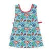 Bright colorful comic book pattern apron with superhero sound effect words like POW, BAM, ZAP, and BOOM, perfect for kids' cooking or superhero-themed events.