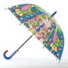 Colorful dinosaur-themed kids umbrella with playful illustrations and vibrant design, perfect for children’s rain protection, featuring fun dinosaur graphics and lively patterns.