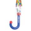 Brightly colored rainbow-themed umbrella with playful patterns, perfect for kids' rain protection and fun outdoor activities. Compact and durable with a cheerful design.