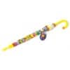 Colorful children's bubble umbrella with floral and bee designs, perfect for rainy days and outdoor play, featuring a bright yellow curved handle for easy grip.