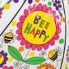 Bee happy colorful adult coloring book page with cheerful bees and vibrant floral design, perfect for stress relief and creative expression.