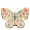 Colorful floral butterfly-shaped mirror with gold accents, perfect for home decor or gifting, featuring pastel pink, purple, and orange flower designs.