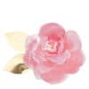 Pink flower cake decoration with gold leaves, perfect for weddings and special events, featuring realistic floral details for an elegant touch.
