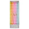 Bright colorful birthday candles in yellow, orange, pink, purple, and blue with white stripes, perfect for cake decorating and celebrations, packaged in a clear box.