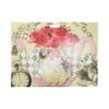 Pink floral teapot-shaped table topper featuring roses and whimsical illustrations, perfect for tea parties and elegant gatherings. Adds a charming, vintage touch to your table decor.